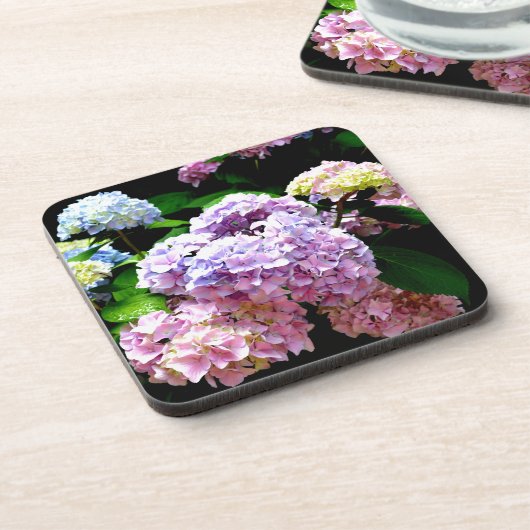 Hydrangea-Garten, rosa, blau, lila Blumen Untersetzer (Linke Seite)