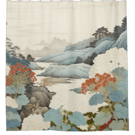 Hydrangea Gartenmalerei im Freien. Duschvorhang