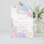Hydrangea-Gemälde Hochzeit-RSVP-Karte Einladung (Stehend Vorderseite)
