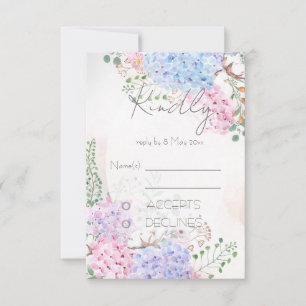 Hydrangea-Gemälde Hochzeit-RSVP-Karte Einladung