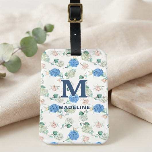 Hydrangea-Gepäckanhänger Monogramm Blaue Blüten Gepäckanhänger
