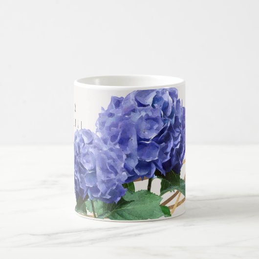Hydrangea & Gold Elegante Personalisiert Kaffeetasse (Mittel)