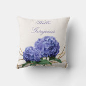 Hydrangea & Gold Elegante Personalisiert Kissen (Rückseite)