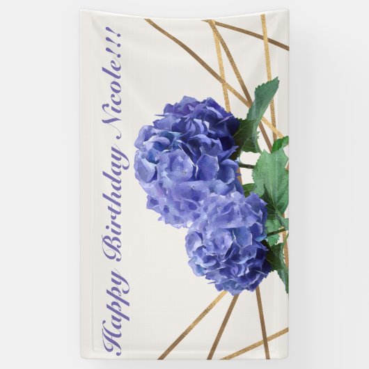 Hydrangea & Gold Elegantes Blumenbanner Banner (Vertikal)