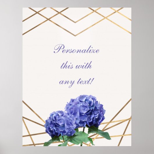 Hydrangea & Gold Elegantes Blumenbanner Poster (Vorne)