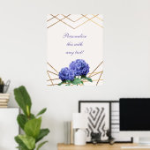 Hydrangea & Gold Elegantes Blumenbanner Poster (Heimbüro)