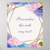 Hydrangea & Gold Floral Chic Spring Wedding Banner Poster (Vorne)