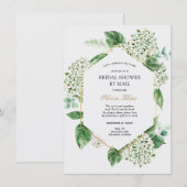 Hydrangea Gold Frame Brautparty per Mail Einladung (Vorne/Hinten)