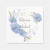 Hydrangea Gold Heart Watercolor Wedding Serviette (Vorderseite)