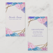 Hydrangea & Gold Linien Elegante Frühlingsflorale  Visitenkarte (Vorne/Hinten)