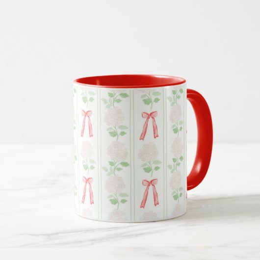 Hydrangea Grandmillennial & Bows Red Tasse (VorderseiteRechts)