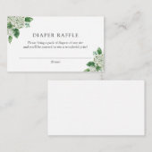 Hydrangea Green Diaper Raffle Enclosure Card Begleitkarte (Vorne/Hinten)