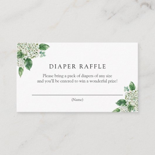 Hydrangea Green Diaper Raffle Enclosure Card Begleitkarte (Vorderseite)