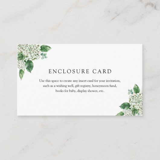 Hydrangea Green Enclosure Card Begleitkarte (Vorderseite)