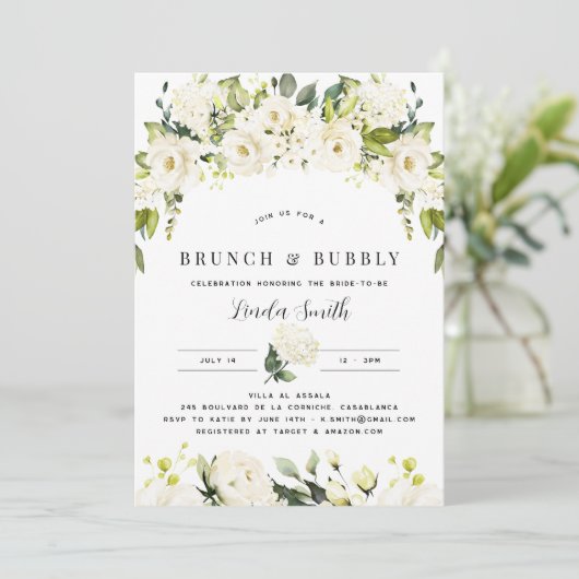 Hydrangea & Greenery Brautparty Einladung (Stehend Vorderseite)