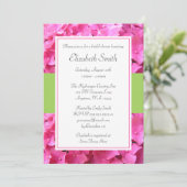 Hydrangea Grenz Rosa grünes Brautparty Einladung (Stehend Vorderseite)
