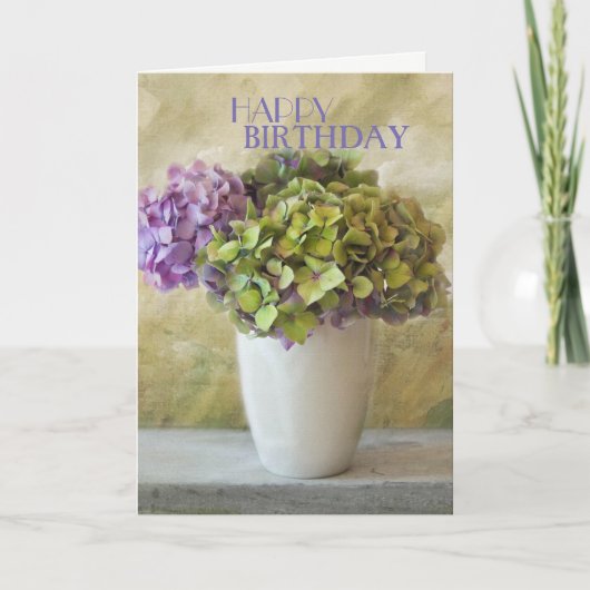 Hydrangea - Happy Birthday Friend Karte (Vorderseite)