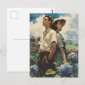 Hydrangea-Harmonie: Vintage Liebe Postkarte (Vorne/Hinten)