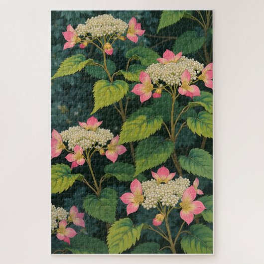 Hydrangea Harmony - Retro Japanisch Floral JiPuzzl Puzzle (Vertikal)