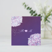 Hydrangea + Heart Plum Floral Wedding Einladung (Stehend Vorderseite)