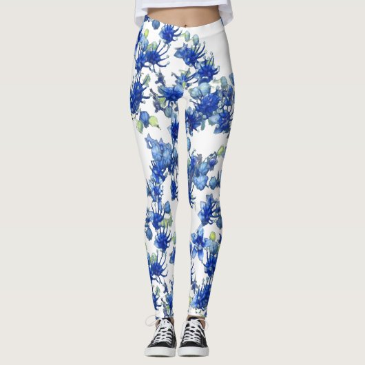 Hydrangea-Hintergrund transparent Leggings (Vorderseite)
