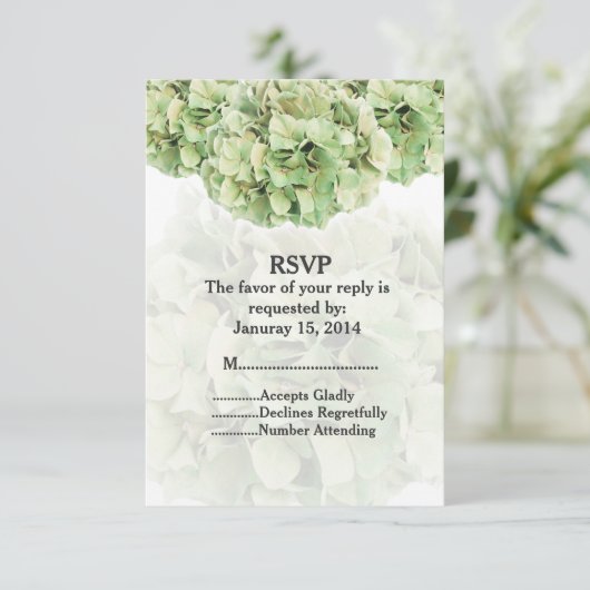 Hydrangea Hochzeit RSVP Hydrangea2 Karte (Stehend Vorderseite)