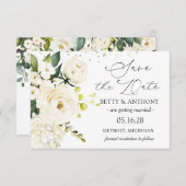 Hydrangea Hochzeit von White Cream Rose retten das Save The Date (Vorne/Hinten)