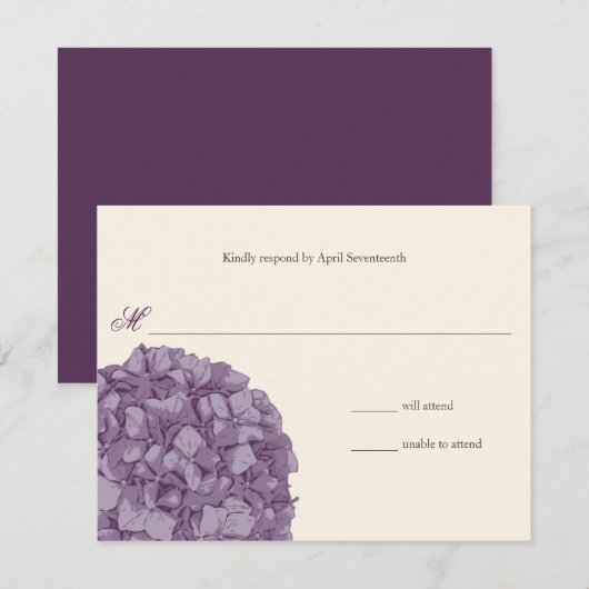 Hydrangea Hochzeitreaktion RSVP Karte (Vorne/Hinten)