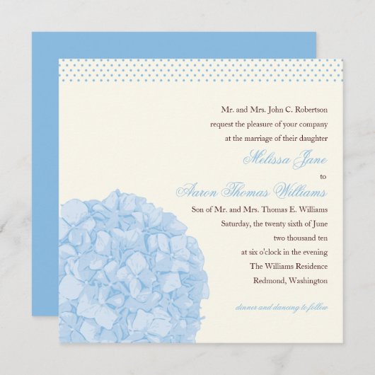 Hydrangea-Hochzeits-Einladung Einladung (Vorne/Hinten)