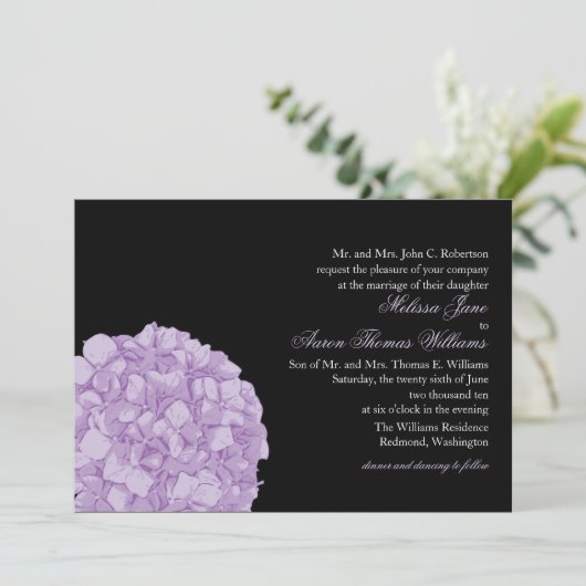 Hydrangea-Hochzeits-Einladung Einladung (Stehend Vorderseite)