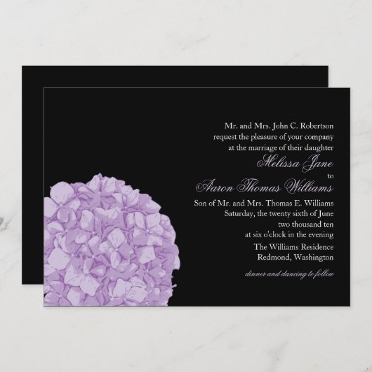 Hydrangea-Hochzeits-Einladung Einladung (Vorne/Hinten)