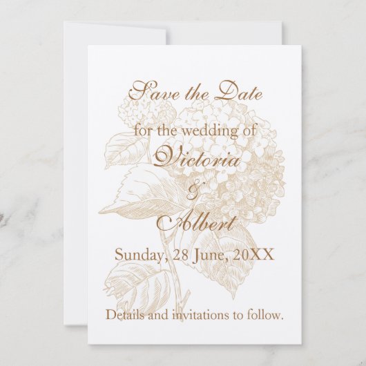 Hydrangea Hochzeits-Einladung Save The Date (Vorderseite)