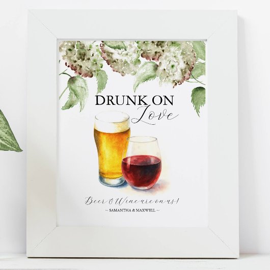 Hydrangea-Hochzeitsdekoration Open Bar-Schilder Poster