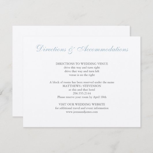 Hydrangea-Hochzeitseinlage Begleitkarte (Vorne/Hinten)