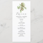 Hydrangea-Hochzeitsmenüs  Menükarte (Vorderseite)