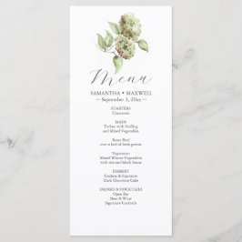 Hydrangea-Hochzeitsmenüs Menükarte