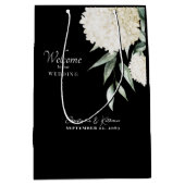 Hydrangea-Hochzeitsnahrung in Schwarz und Weiß Mittlere Geschenktüte (Vorderseite)