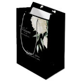 Hydrangea-Hochzeitsnahrung in Schwarz und Weiß Mittlere Geschenktüte (Vorderseite Schrägansicht)