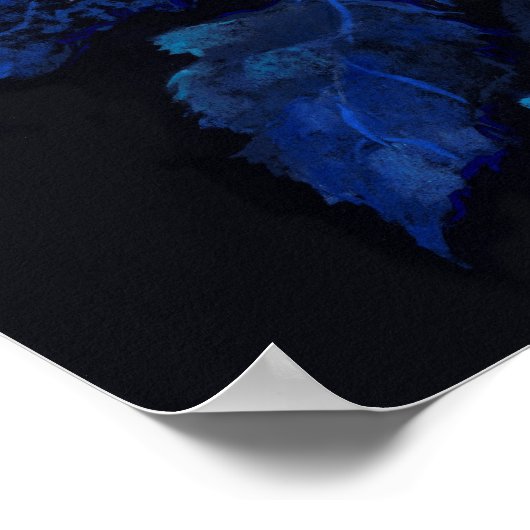 Hydrangea & Horseradish Bläschen Schwarz Blau Poster (Ecke)