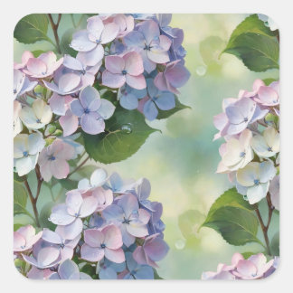 Hydrangea, Hortensia-Blume Quadratischer Aufkleber