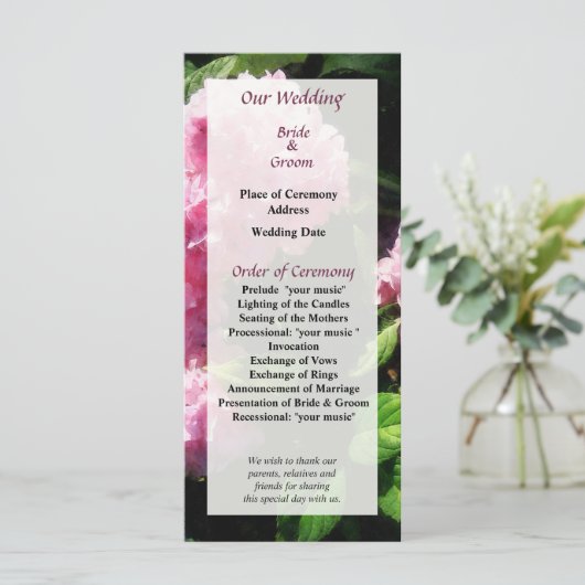 Hydrangea in Sunshine Wedding Program Programm (Stehend Vorderseite)