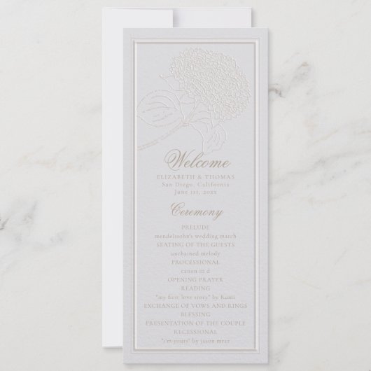 Hydrangea Ivory Elegant Formal Wedding Program (Vorderseite)