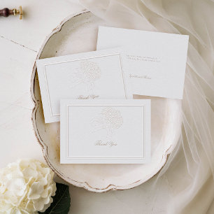 Hydrangea Ivory Formal Elegant Couple Note Wedding Dankeskarte