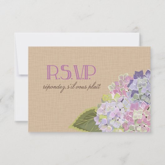 Hydrangea Jar Burlap Rustic RSVP Card (Rückseite)