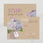 Hydrangea Jar Burlap Rustic RSVP Card Karte (Vorne/Hinten)