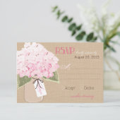 Hydrangea Jar Burlap Rustic RSVP Card Karte (Stehend Vorderseite)