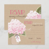 Hydrangea Jar Burlap Rustic RSVP Card Karte (Vorne/Hinten)
