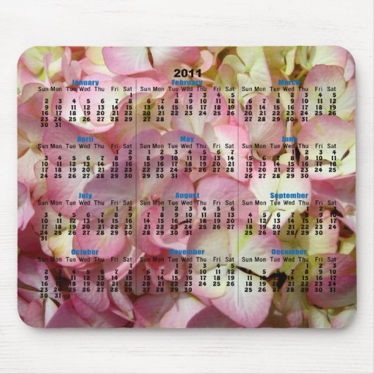 Hydrangea-Kalender Mousepad (Vorne)