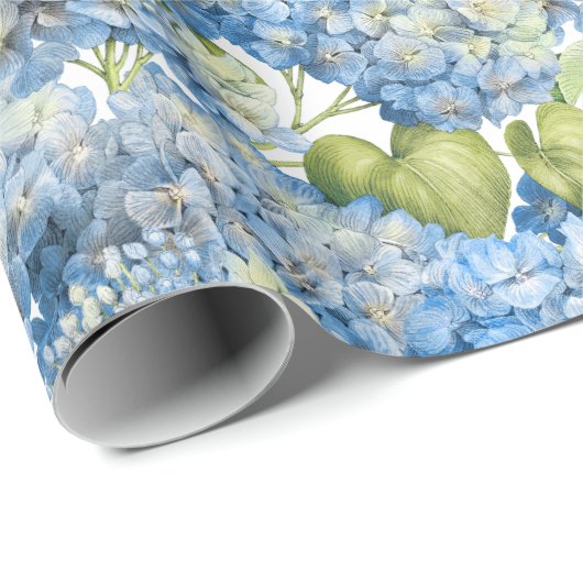 Hydrangea-klassisches blaues mit Blumenmuster Geschenkpapier (Rolleneckpunkt)