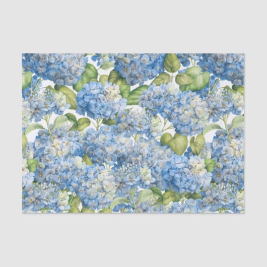 Hydrangea-klassisches blaues mit Blumenmuster Seidenpapier (Vorderseite)